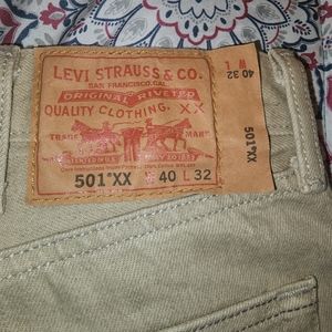 Levi's 501 40 x 32 mens button fly tan denim
